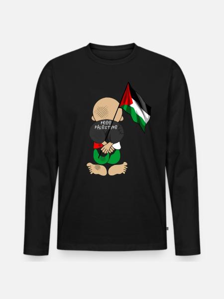 Wolna Palestyna, palestyńska flaga patriotyczna, - Premium økologisk langærmet T-shirt til mænd - sort