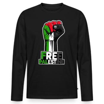 Palestine libre, drapeau patriotique palestinien, - T-shirt manches longues Premium bio Homme - noir - Devant - Nico (187cm)