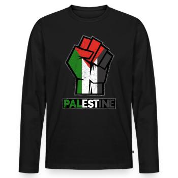 Palestine libre, drapeau patriotique palestinien, - T-shirt manches longues Premium bio Homme - noir - Devant - Nico (187cm)