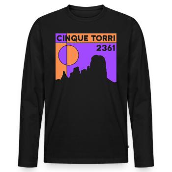 Cinque Torri Five Towers Hike Hiking Dolomite - Men's Premium Organic Long Sleeve Shirt - black - Front - Nico (187cm)
