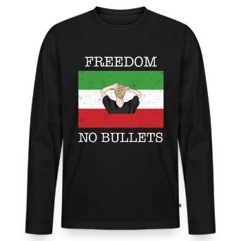 Nouveau drapeau iranien, Fis,t féminin soutenir les femmes de - T-shirt manches longues Premium bio Homme - noir - Devant - Nico (187cm)