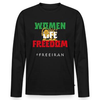 Drapeau iranien #nohijab soutenir les femmes d’Iran LION - T-shirt manches longues Premium bio Homme - noir - Devant - Nico (187cm)