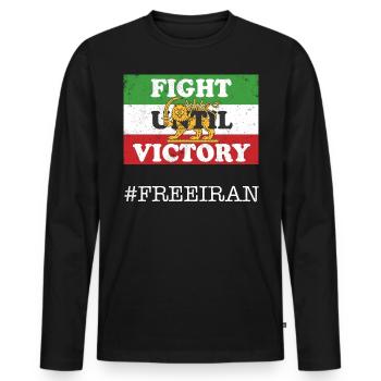 Drapeau iranien de l’épée de lion COMBATTEZ JUSQU’À LA VICTOIRE, - T-shirt manches longues Premium bio Homme - noir - Devant - Nico (187cm)