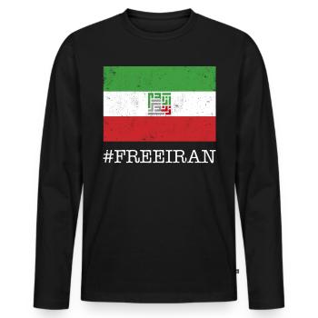 Drapeau iranien, Liberté de la vie des femmes en farsi, - T-shirt manches longues Premium bio Homme - noir - Devant - Nico (187cm)