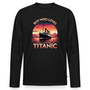 Boys who loves the Titanic - Men's Premium Organic Long Sleeve Shirt - black - Front - Nico (187cm)
