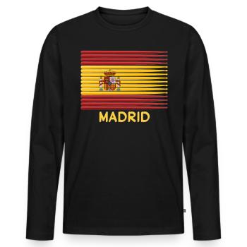 Madrid Spanien Spanische Flagge Trommler Sticks Patriotisch - Männer Premium Bio Langarmshirt - Schwarz - Vorne - Nico (187cm)