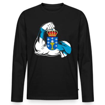 Galician Pride Arm with Galician Flag Galicia, - Men's Premium Organic Long Sleeve Shirt - black - Front - Nico (187cm)