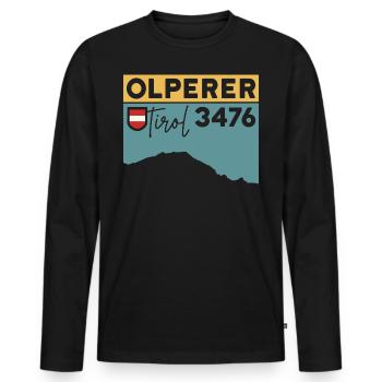 Olperer Nordgrat Brücke Überschreitung Wanderung - Männer Premium Bio Langarmshirt - Schwarz - Vorne - Nico (187cm)