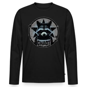 Waschbär, Chaot, Anarchie, Revolution, Stern - Männer Premium Bio Langarmshirt - Schwarz - Vorne - Nico (187cm)