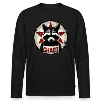 raton laveur, chaotique, anarchie, étoile, révolution - T-shirt manches longues Premium bio Homme - noir - Devant - Nico (187cm)