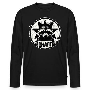 raton laveur, chaotique, anarchie, étoile, révolution - T-shirt manches longues Premium bio Homme - noir - Devant - Nico (187cm)