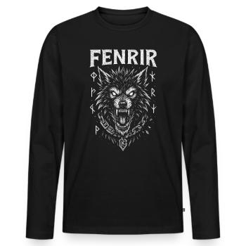 Fenrir – Loup du Crépuscule des Dieux - T-shirt manches longues Premium bio Homme - noir - Devant - Nico (187cm)