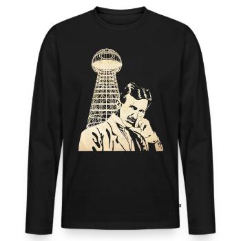 Nikola Tesla - T-shirt manches longues Premium bio Homme - noir - Devant - Nico (187cm)