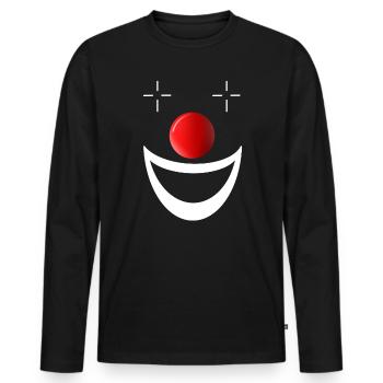 Clown Clownsgesicht lustig Schminke Zirkus Alaaf - Männer Premium Bio Langarmshirt - Schwarz - Vorne - Nico (187cm)