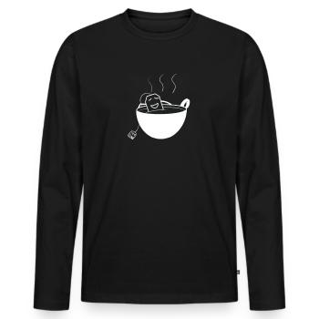 Funny comic tea design for cold winter days - Men's Premium Organic Long Sleeve Shirt - black - Front - Nico (187cm)