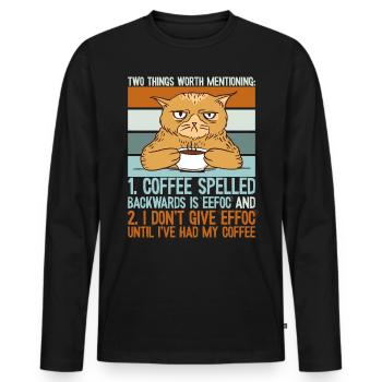 Coffee Spelled Backwards Is Eeffoc - Funny Coffee - Men's Premium Organic Long Sleeve Shirt - black - Front - Nico (187cm)