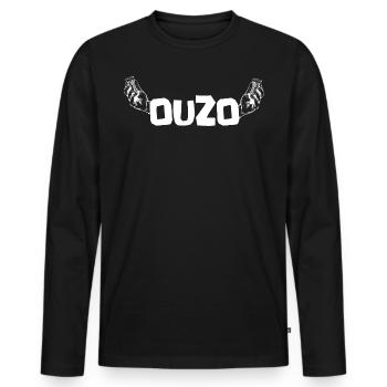 Ouzo Slogan for Greeks One Ouzo a Day Ouzo Party - Men's Premium Organic Long Sleeve Shirt - black - Front - Nico (187cm)