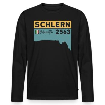 Schlern Sciliar Dolomiten Höhe Wanderung Südtirol - Männer Premium Bio Langarmshirt - Schwarz - Vorne - Nico (187cm)