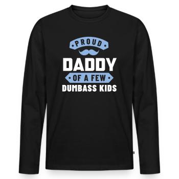 fier papa d’enfants stupides - T-shirt manches longues Premium bio Homme - noir - Devant - Nico (187cm)