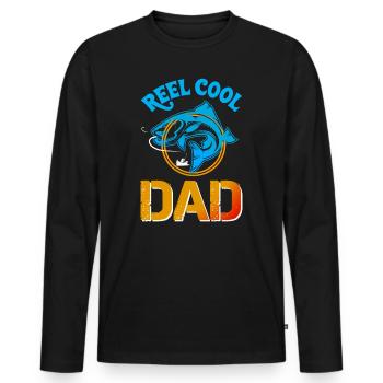 Moulinet cool papa pêche - T-shirt manches longues Premium bio Homme - noir - Devant - Nico (187cm)