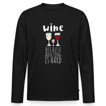 Wine lovers Winegrower Wine tasting Grapevine - Men's Premium Organic Long Sleeve Shirt - black - Front - Nico (187cm)