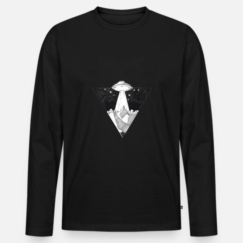 UFO on top - Männer Premium Bio Langarmshirt - Schwarz