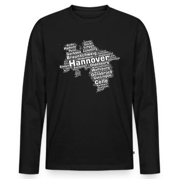 Niedersachsen Bundesland: Niedersachsens Städte - Männer Premium Bio Langarmshirt - Schwarz - Vorne - Nico (187cm)