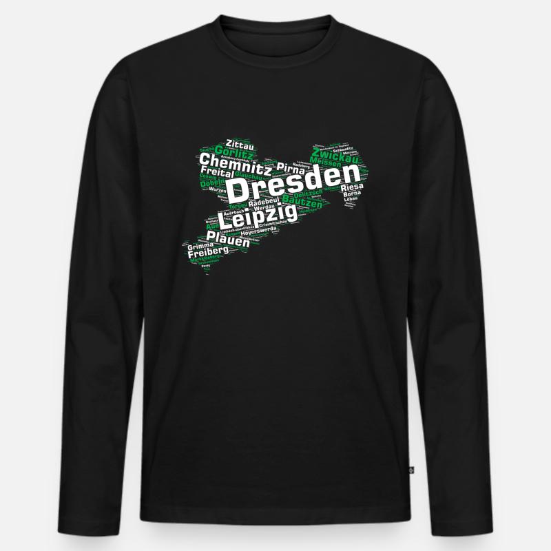 Sachsen Bundesland: Sächsische Städte - Männer Premium Bio Langarmshirt - Schwarz