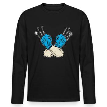dentiste - T-shirt manches longues Premium bio Homme - noir - Devant - Nico (187cm)