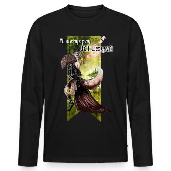 d20 Kitsune (RPG Player Shirt Series) - Männer Premium Bio Langarmshirt - Schwarz - Vorne - Nico (187cm)