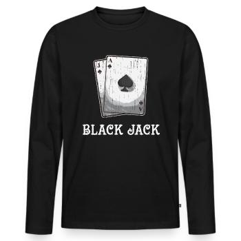 Blackjack Black Jack Kartenspiel Glücksspiel Glück - Männer Premium Bio Langarmshirt - Schwarz - Vorne - Nico (187cm)