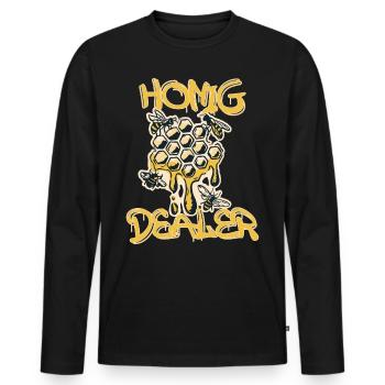 Honig Dealer - Männer Premium Bio Langarmshirt - Schwarz - Vorne - Nico (187cm)