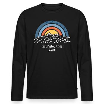 Großglockner Nationalpark Hohe Tauern Bergsteigen - Männer Premium Bio Langarmshirt - Schwarz - Vorne - Nico (187cm)