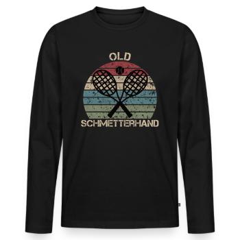 Alte Schmetterhand Tennis - Männer Premium Bio Langarmshirt - Schwarz - Vorne - Nico (187cm)