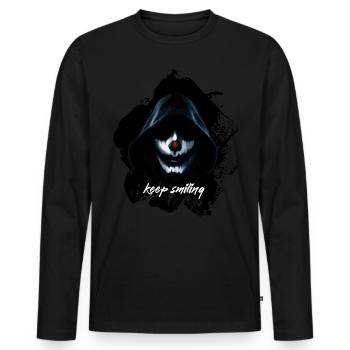 Horror Clown Keep Smiling Halloween Purge - Men's Premium Organic Long Sleeve Shirt - black - Front - Nico (187cm)
