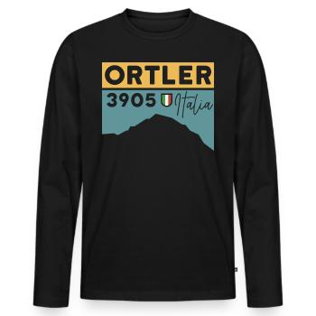 Ortler Ascent Souvenir Mountain Tour Ski Touring Tour - Men's Premium Organic Long Sleeve Shirt - black - Front - Nico (187cm)