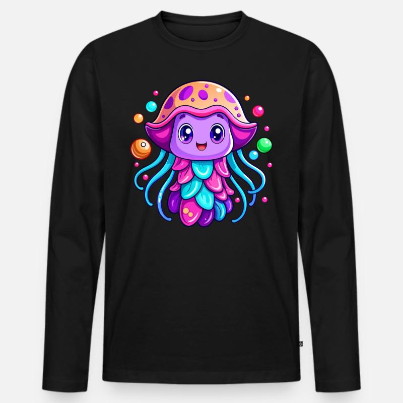 Süße Qualle - Männer Premium Bio Langarmshirt - Schwarz