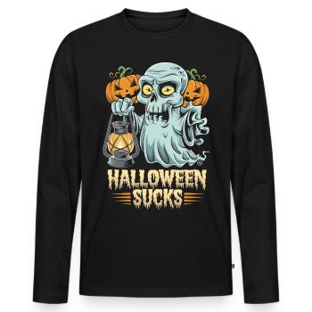 Halloween Sucks - Skull, Totenkopf, Geist - Männer Premium Bio Langarmshirt - Schwarz - Vorne - Nico (187cm)
