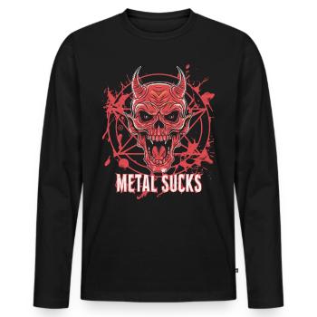 Metal Sucks Skull mit Pentagramm, Totenkopf - Männer Premium Bio Langarmshirt - Schwarz - Vorne - Nico (187cm)