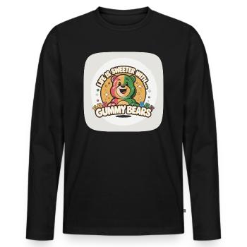 Cute Gummy Bear - Life is Sweet with Gummy Bears - Men's Premium Organic Long Sleeve Shirt - black - Front - Nico (187cm)