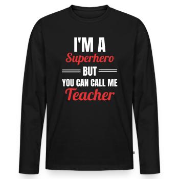 Lehrer - Männer Premium Bio Langarmshirt - Schwarz - Vorne - Nico (187cm)