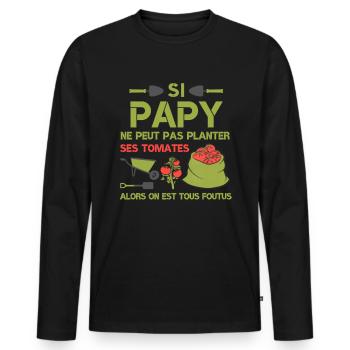 Papy Jardinier Planter Des Tomates Humour Cadeau - T-shirt manches longues Premium bio Homme - noir - Devant - Nico (187cm)