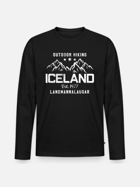 Islande - T-shirt manches longues Premium bio Homme - noir