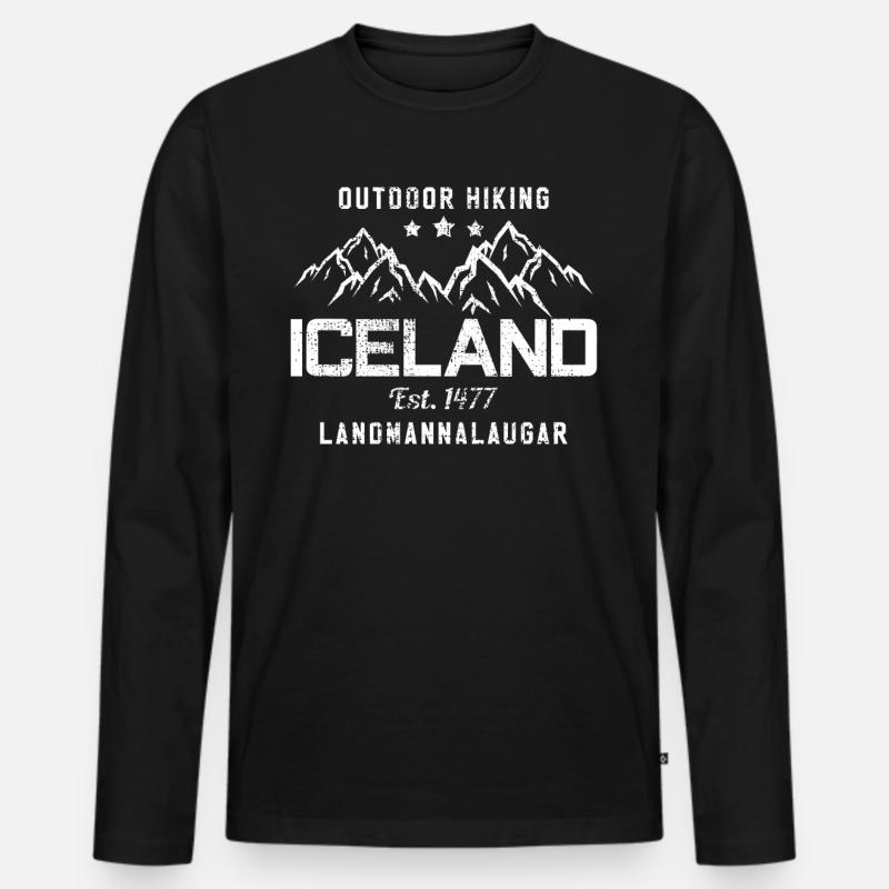 Island - Männer Premium Bio Langarmshirt - Schwarz
