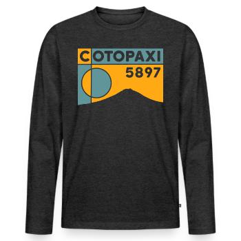 Hauteur d’ascension du Cotopaxi volcan Équateur Souvenir - T-shirt manches longues Premium bio Homme - anthracite chiné - Devant - Nico (187cm)