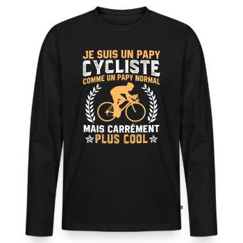 je suis un papy cycliste cadeau papy - T-shirt manches longues Premium bio Homme - noir - Devant - Nico (187cm)