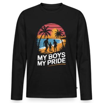 Father and 2 sons football holiday beach vintage - Men's Premium Organic Long Sleeve Shirt - black - Front - Nico (187cm)