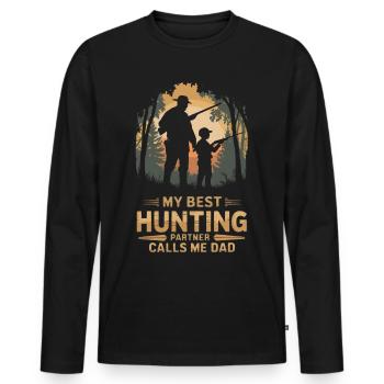 Père Fils Chasse Chasse Fête des pères - T-shirt manches longues Premium bio Homme - noir - Devant - Nico (187cm)