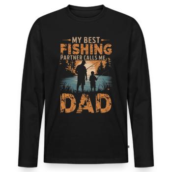 Père et fils Pêche Pêche - T-shirt manches longues Premium bio Homme - noir - Devant - Nico (187cm)