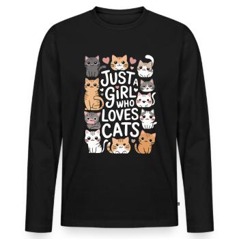 Dicton de chats mignons pour les femmes et les filles - T-shirt manches longues Premium bio Homme - noir - Devant - Nico (187cm)